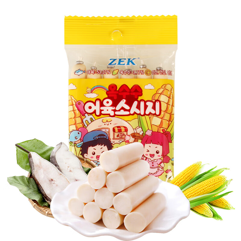 ZEK 韩国芝士玉米鳕鱼肠105gx3袋儿童宝宝零食海味零食 玉米味 90g 4.33元