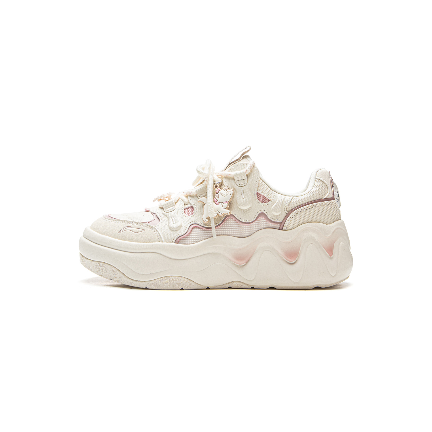 李宁 奶酪3运动鞋女厚底板鞋老爹鞋秋季休闲鞋增高2025面包鞋 玛丽猫(常规) 