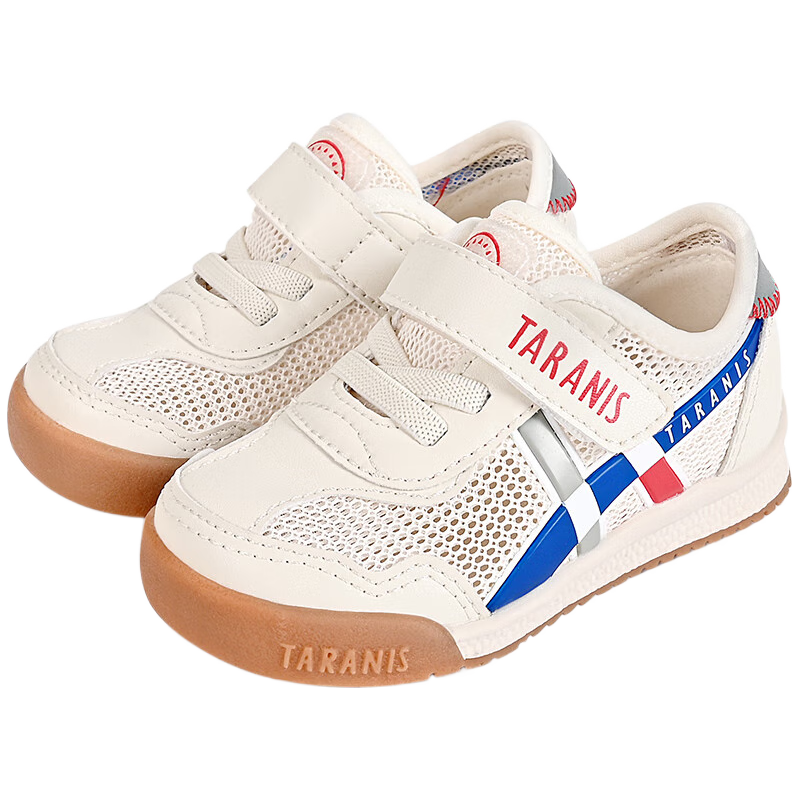 泰兰尼斯 夏季童鞋女宝宝软底学步鞋男童运动鞋网布透气面包鞋机能鞋 白