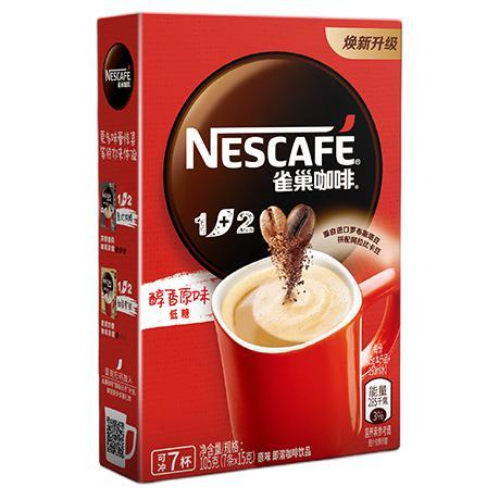 Nestlé 雀巢 1+2 低糖 即溶咖啡 醇香原味 105g 4.78元