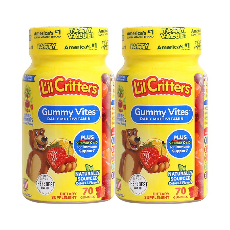 L'il Critters 婴幼儿童复合维生素叶黄素营养软糖 70粒 2瓶 86元（需用券）