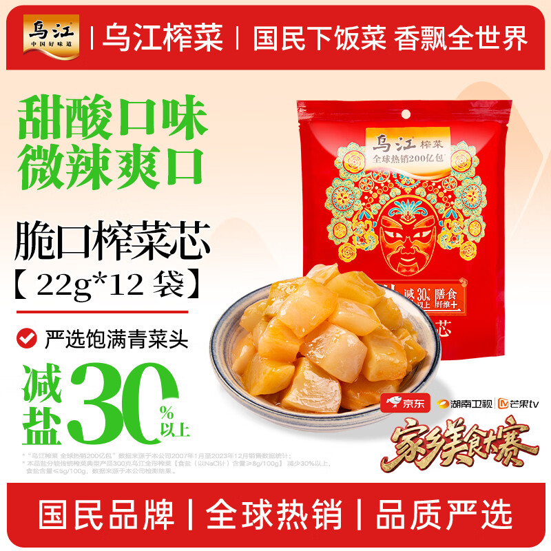 乌江 榨菜 下饭菜 脆口榨菜芯 22g*12袋 4.9元 - 清风线报