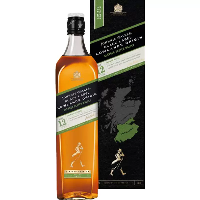 尊尼获加 JOHNNIE WALKER 低地区 12年 黑牌 调和 苏格兰威士忌 42%vol 700ml ￥168.6