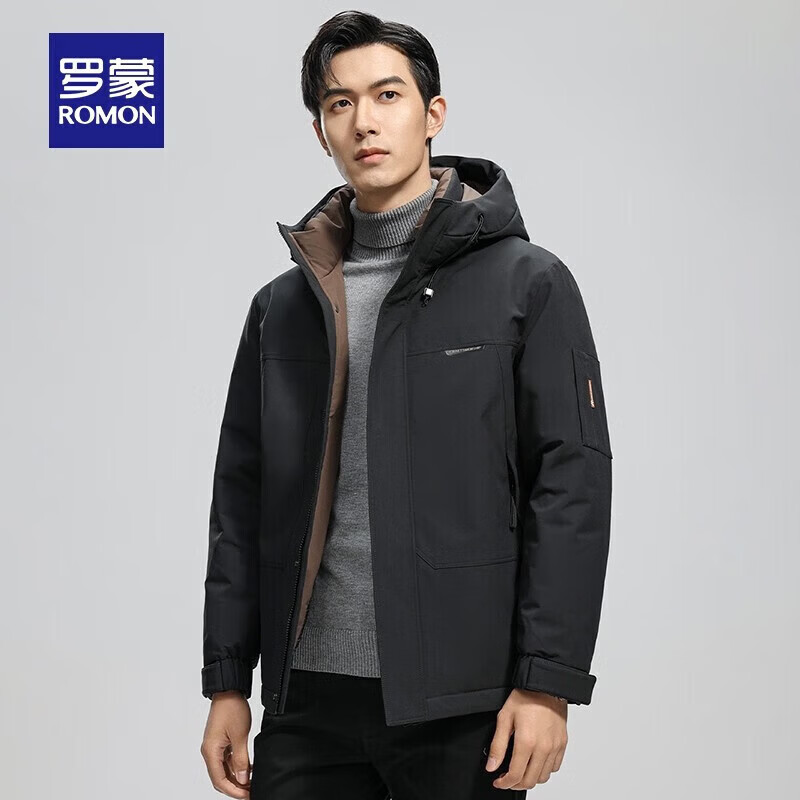 罗蒙 石墨烯连帽羽绒服 男士冬季户外工装加厚外套 189元 - 86线报