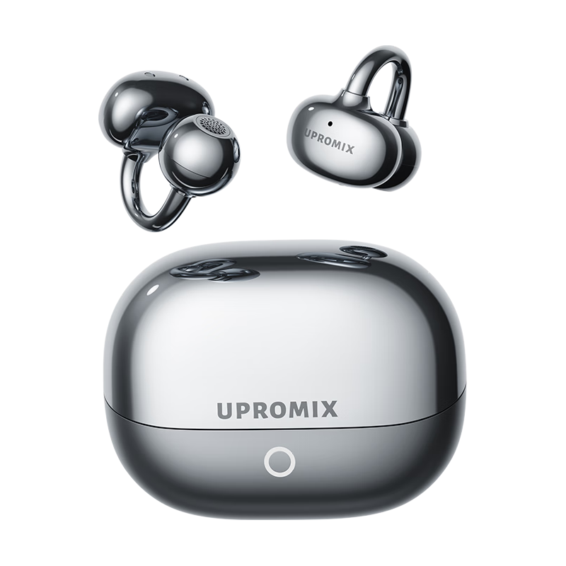 UPROMIX 2026新款 蓝牙耳机耳夹式骨传导 定制哈曼调音AI顶配版 星空黑丨千元