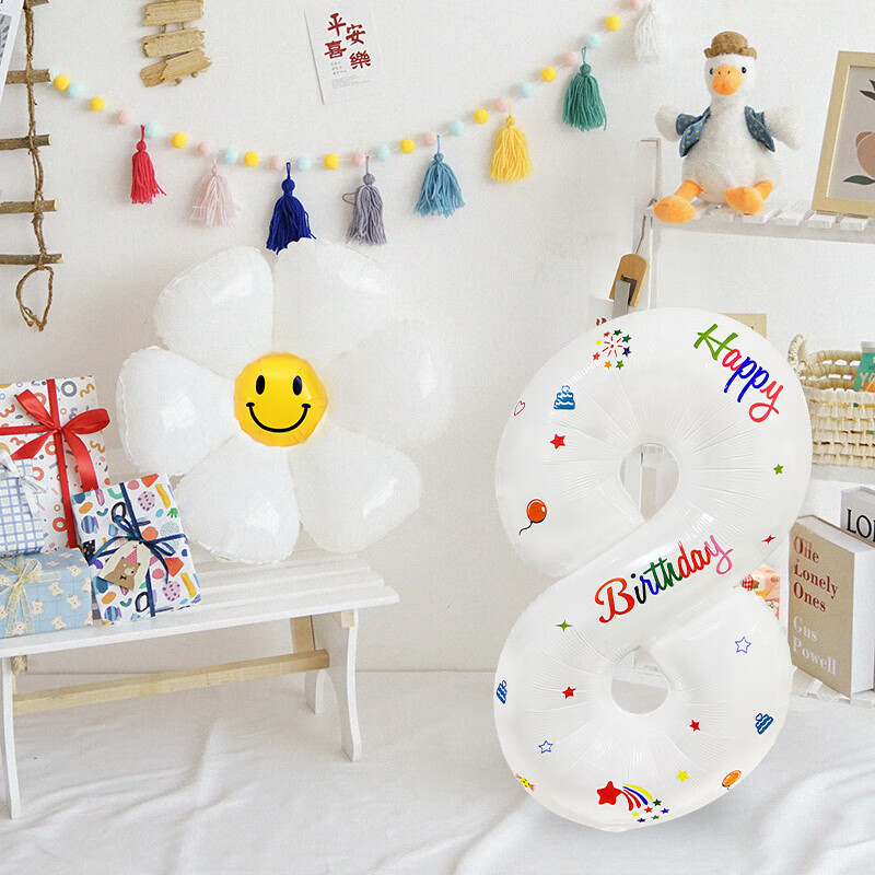 新新精艺 气球生日场景布置装饰后备箱惊喜宝宝周岁派对用品铝膜数字8 10.3