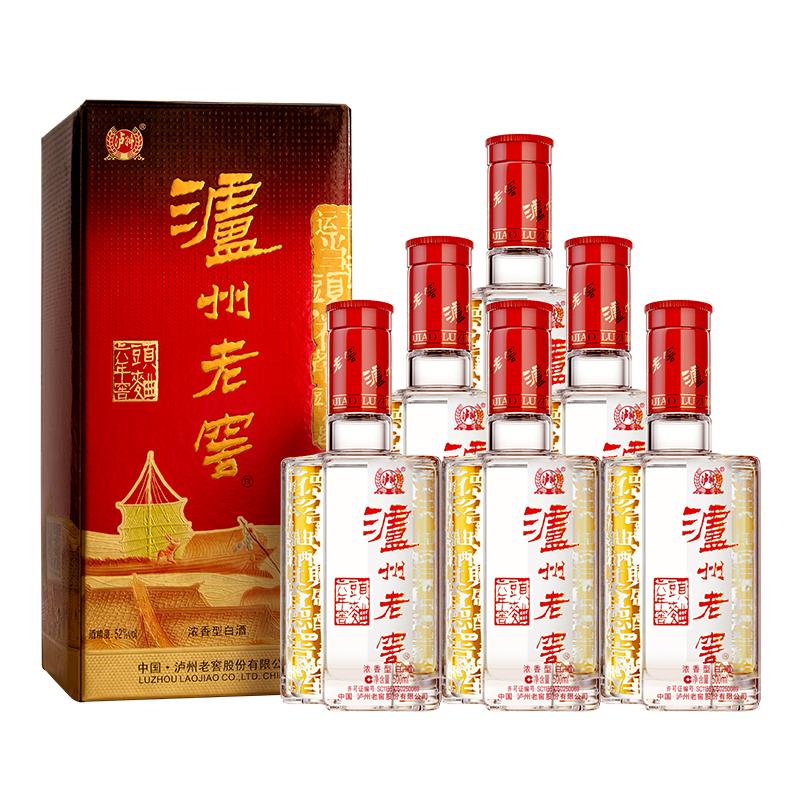 泸州老窖 六年窖头曲 52度500ml*6瓶 整箱装(赠送3个礼品袋) 356.82元