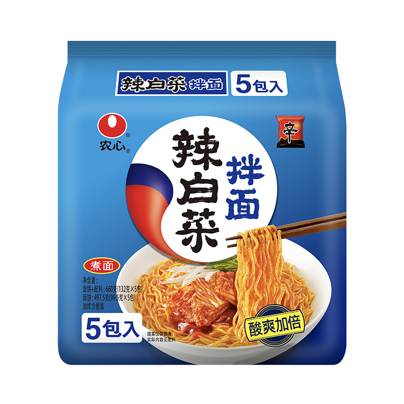 88VIP：NONGSHIM 农心 辣白菜拌面 660g 拌面五连包 11.74元（需买3件，拍下立减，