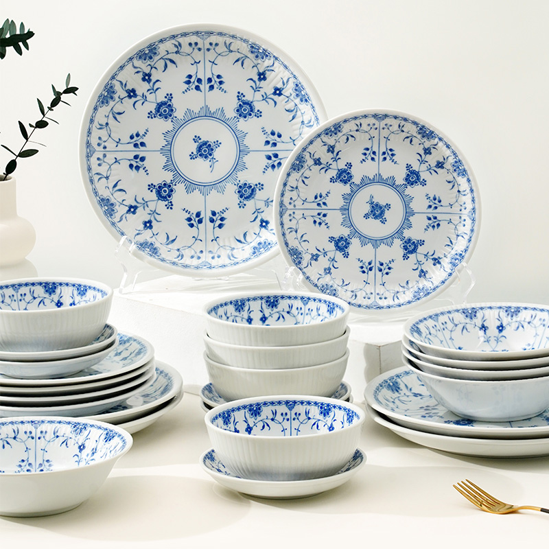 美浓烧 日式陶瓷餐具线唐草8.5英寸餐盘5个套装 191.33元（需买3件，共573.99元
