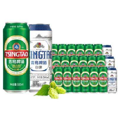 限13号、京东秒杀：TsingTao 青岛啤酒 经典 550ml*18听+精酿白啤 500ml*3听 整箱装