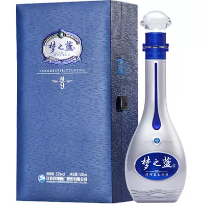 88VIP：洋河 梦之蓝M9-52度500ml*1瓶浓香型绵柔白酒 纯粮酿造 返超市卡后1084.05