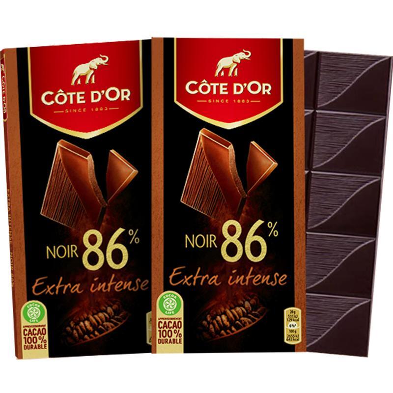 克特多金象 黑巧克力86%可可金象巧克力100g*2 24.59元（需买4件，共98.37元，需