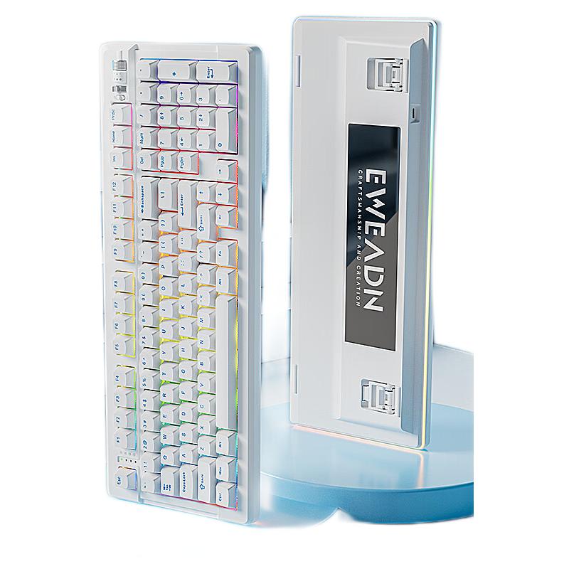 EWEADN 前行者 X99玉龙 三模机械键盘 月陶白 礼物轴 RGB 一字空格版 229元（需