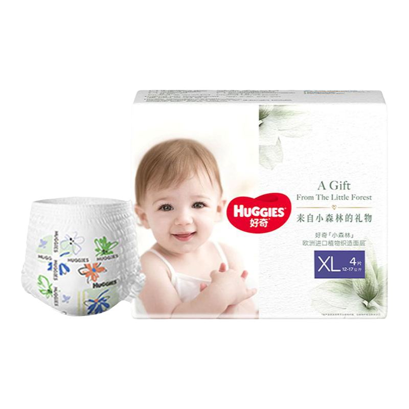 HUGGIES 好奇 心钻装系列 拉拉裤 小森林款XL4片 ￥4.9