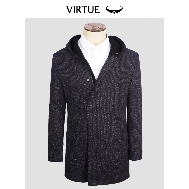 Virtue 富绅 绵羊毛针织大衣连帽中长款 88元（需用券）