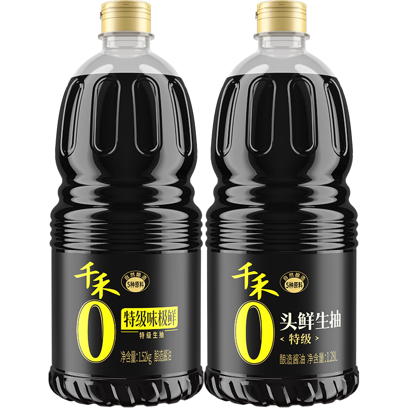 移动端、京东百亿补贴：千禾 零添加特级酿造生抽酱油味极鲜1.52kg头鲜生抽