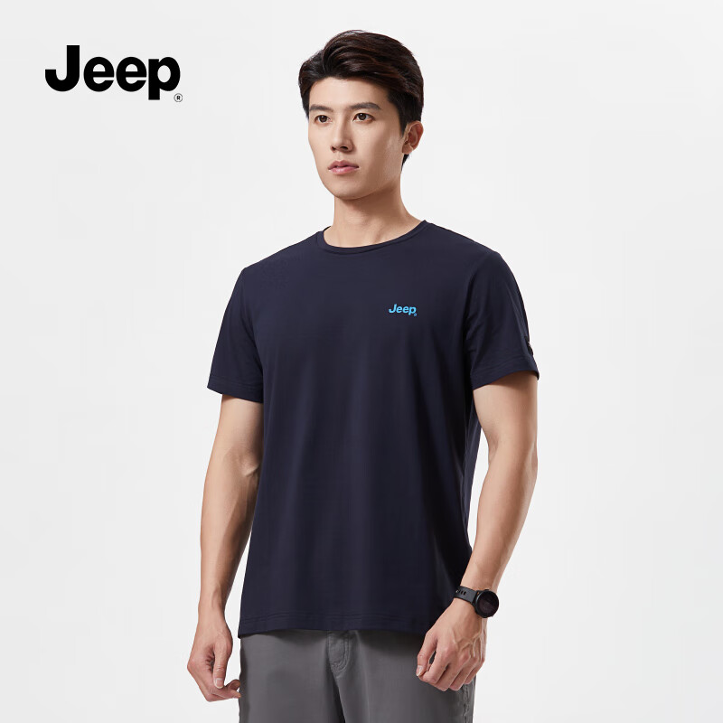 Jeep 吉普 夏季美式纯色短袖 藏青/黑/灰色 29.28元（需用券）