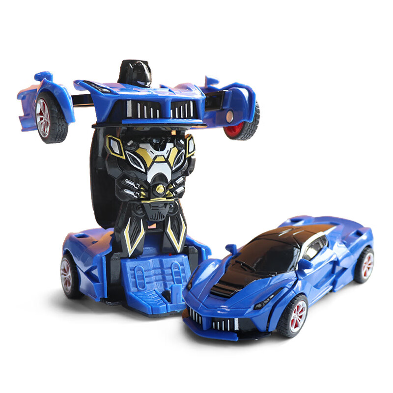 初健 儿童变形玩具车机器人男童女童玩具车玩具变形玩具金刚 新法拉力-蓝