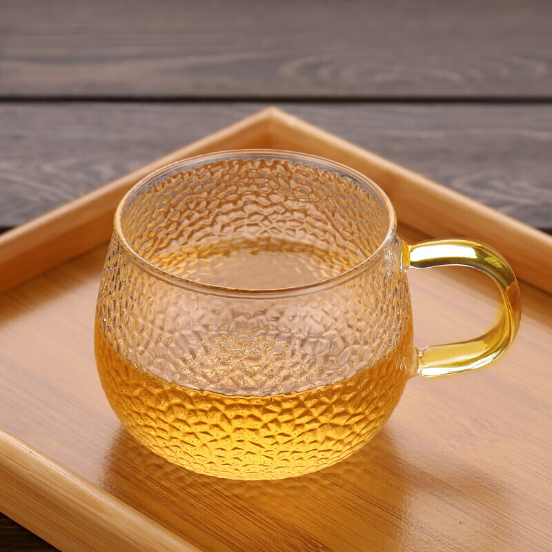 BAIJIE 拜杰 高硼硅锤纹茶杯玻璃杯带把泡茶杯玻璃茶水杯子耐热水杯400ML 锤纹杯400ml 17.9元