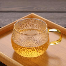BAIJIE 拜杰 高硼硅锤纹茶杯玻璃杯带把泡茶杯玻璃茶水杯子耐热水杯400ML 锤