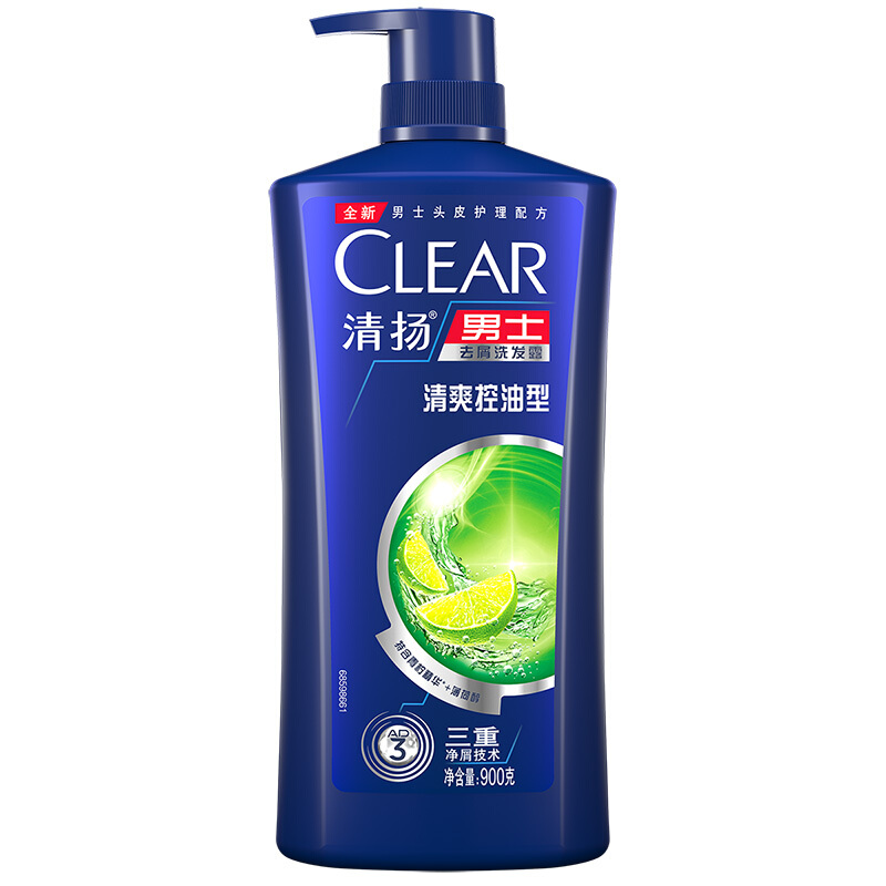 CLEAR 清扬 男士去屑洗发露 清爽控油型 900g+凡士林沐浴露100ml() 50.01元（需用