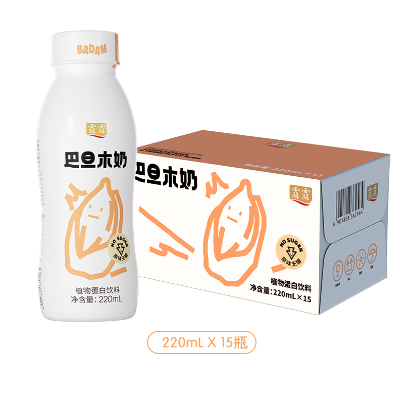 露露 巴旦木奶 220ml*15瓶 临期9-10月 14.93元(需买4件,需用券)