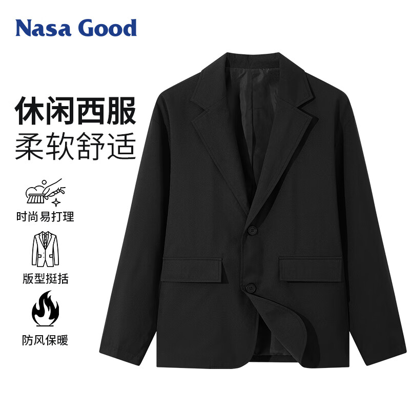 NASA GOOD 西服男秋季韩版潮流商务休闲夹克衫伴郎单外套上衣正装 黑L 99.5元