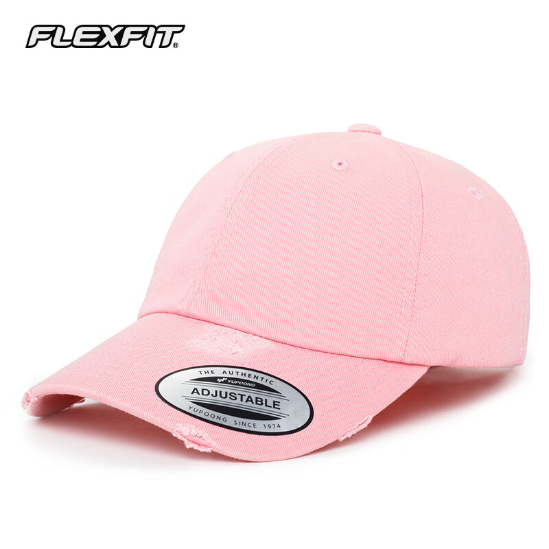 FLEXFIT 帽子粉色女棒球帽韩版潮牌百搭潮人遮阳弯檐鸭舌帽 遮阳帽女 防紫外