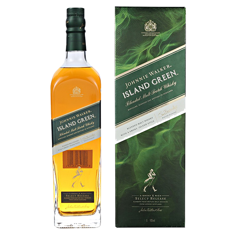 Plus会员:尊尼获加（JOHNNIE WALKER）绿牌海岛屿版 苏格兰 调和型威士忌 1000ml 进口洋酒（礼盒装） 310.05元