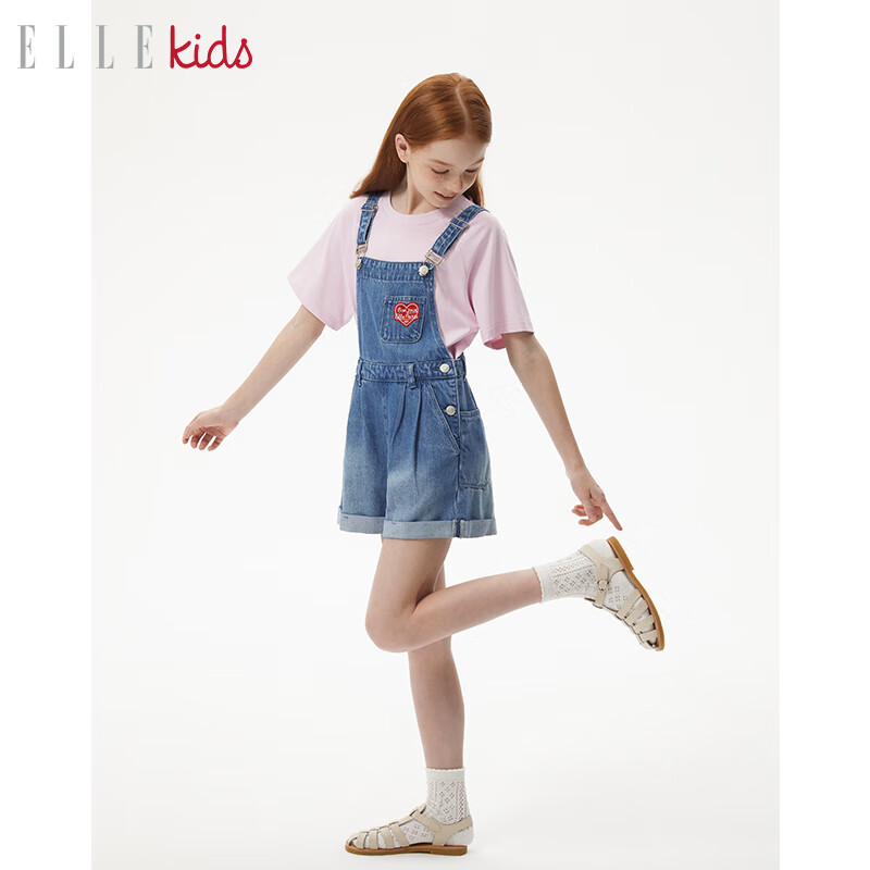 ELLE kids 莱赛尔软牛仔背带短裤 152元包邮（需用券）