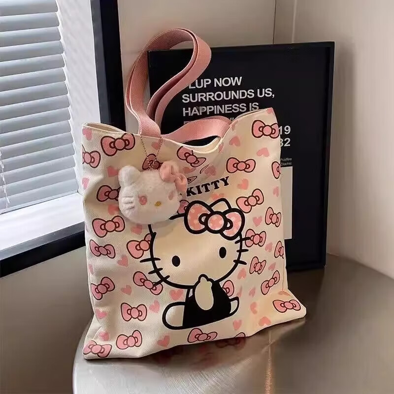 京喜 hellokitty卡通帆布包女手提袋可爱通勤单肩包大容量便携便当包 粉色KT猫27*25cm 27.5*25cm 0.99元 - 86线报