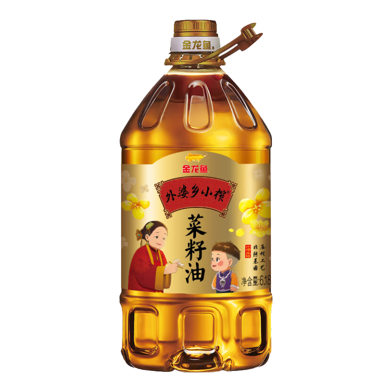 金龙鱼 食用油 非转基因压榨 外婆乡小榨菜籽油6.18L 89.9元