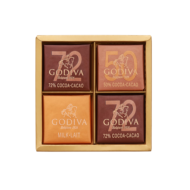 再降价、PLUS会员：GODIVA 歌帝梵 比利时进口巧克力零食 4片装*2件 23.1元包邮