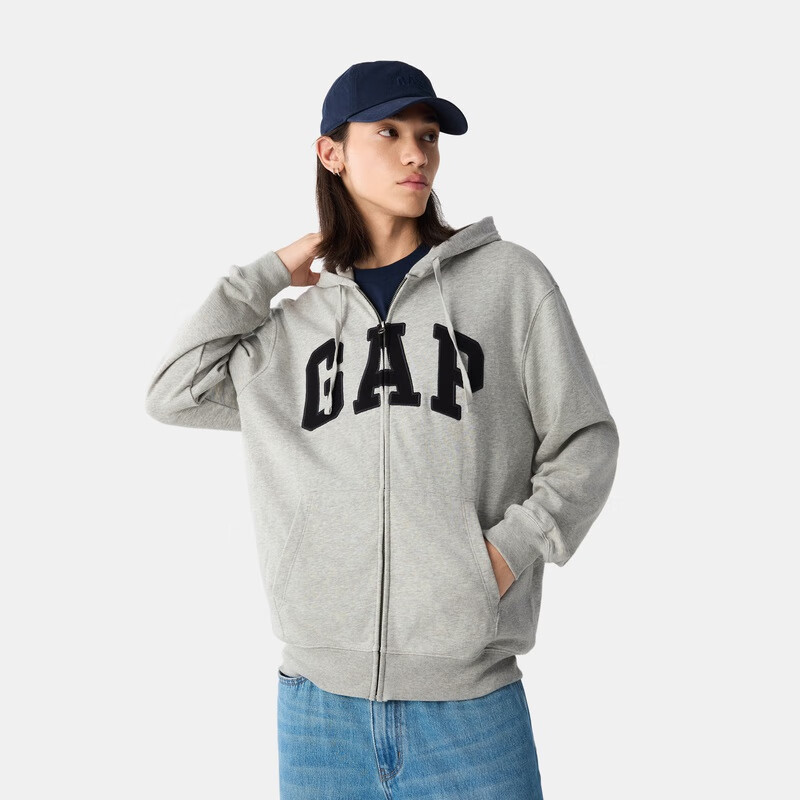 Gap 男女装2025春季字母logo拉链连帽卫衣多色外套868454美版（多色可选） 112.65