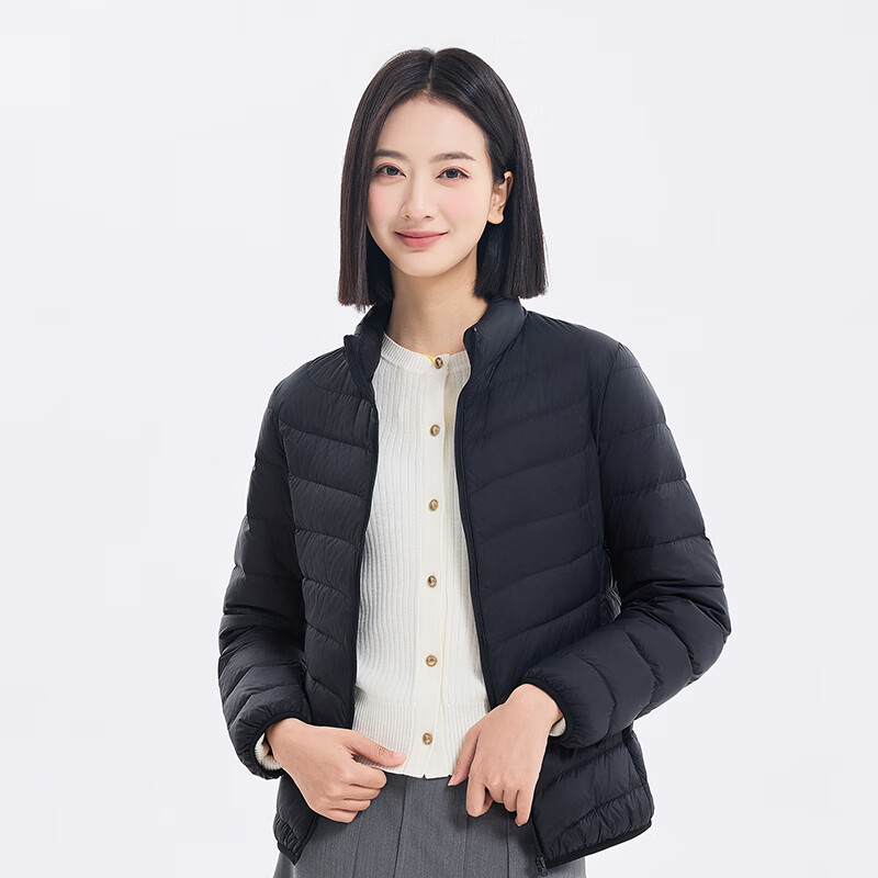 再降价、PLUS：京东京造 羽绒服女轻薄服装女装外套夹克女黑色2XL 125.71元（