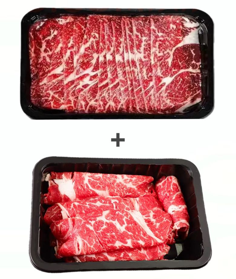 澳洲进口M5和牛牛肉片200g*5盒+安格斯牛肉卷250g*4盒各2斤 80元（需用券）