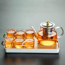 瓷牌茗茶具 玻璃茶壶不锈钢过滤内胆泡茶壶茶具套装家用花茶壶耐高温单壶