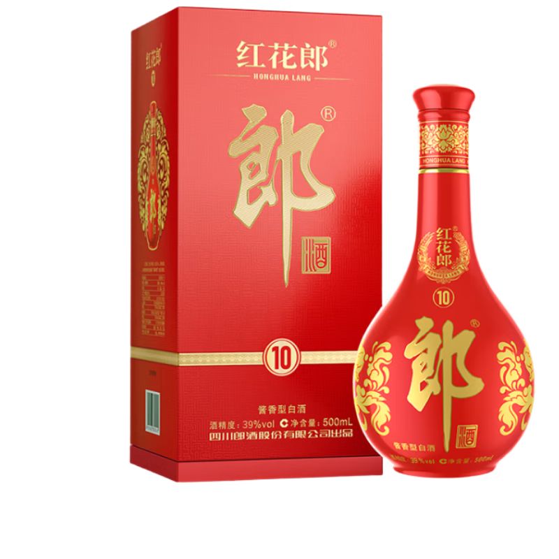 店铺会员：郎酒 红花郎10 第5代 39° 酱香型 500ml 1瓶 196.92元(需领券)晒单后