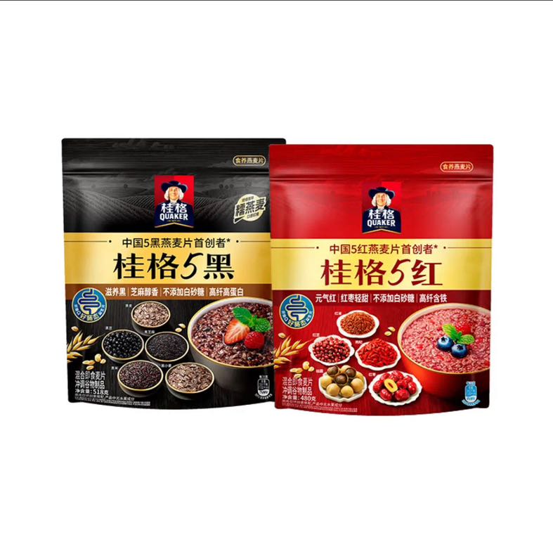 桂格 5红燕麦片480g+5黑燕麦片518g（2包） 29.9元（需用券）