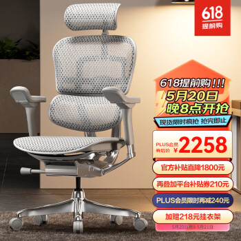 保友办公家具 金豪E 2代 人体工学电脑椅 银白色 Q4.0版 ￥2218