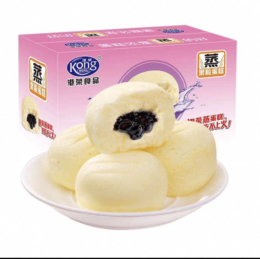 港荣 蒸蛋糕 (蓝莓夹心900g) 14.91元(需用券)