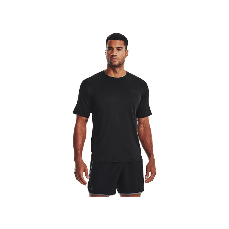 安德玛 UA 男子训练运动健身短袖T恤紧身衣 1376791 001黑色 M 109.25元