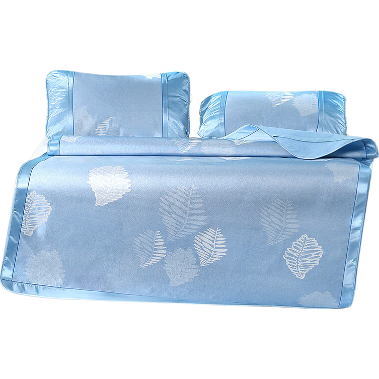 富安娜 冰丝凉席三件套 清风-蓝 1.5米床 150cm*200cm 69元包邮