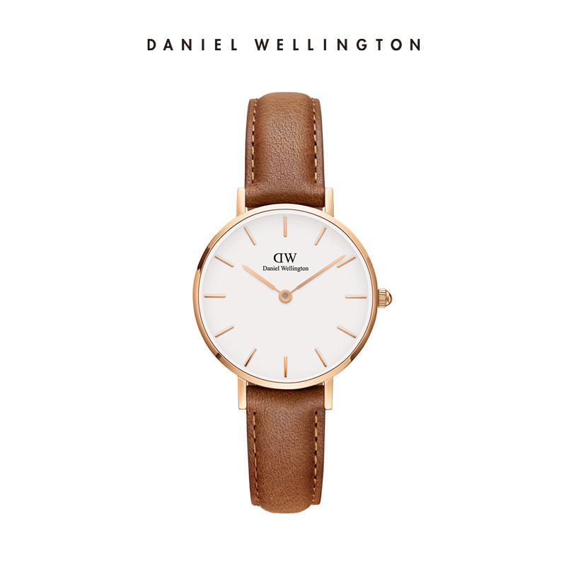 移动端、年货大集、88VIP：Daniel Wellington PETITE系列 皮质玫瑰金色石英表 女士