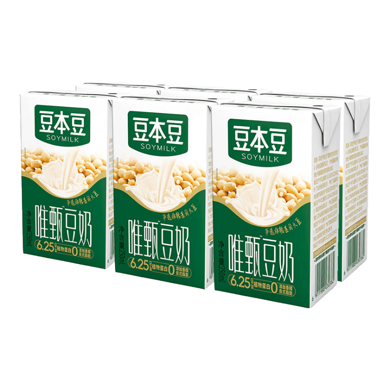 豆本豆 唯甄原味豆奶 250*6盒 6.9元包邮