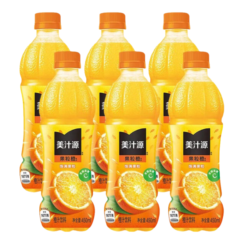 美汁源 可口可乐（Coca-Cola）美汁源果粒橙 果味果汁 橙汁饮料整箱装 可口可