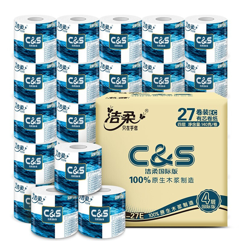 C&S 洁柔 蓝Face系列 有芯卷纸 3层*140g*27卷 33.9元（需用券）