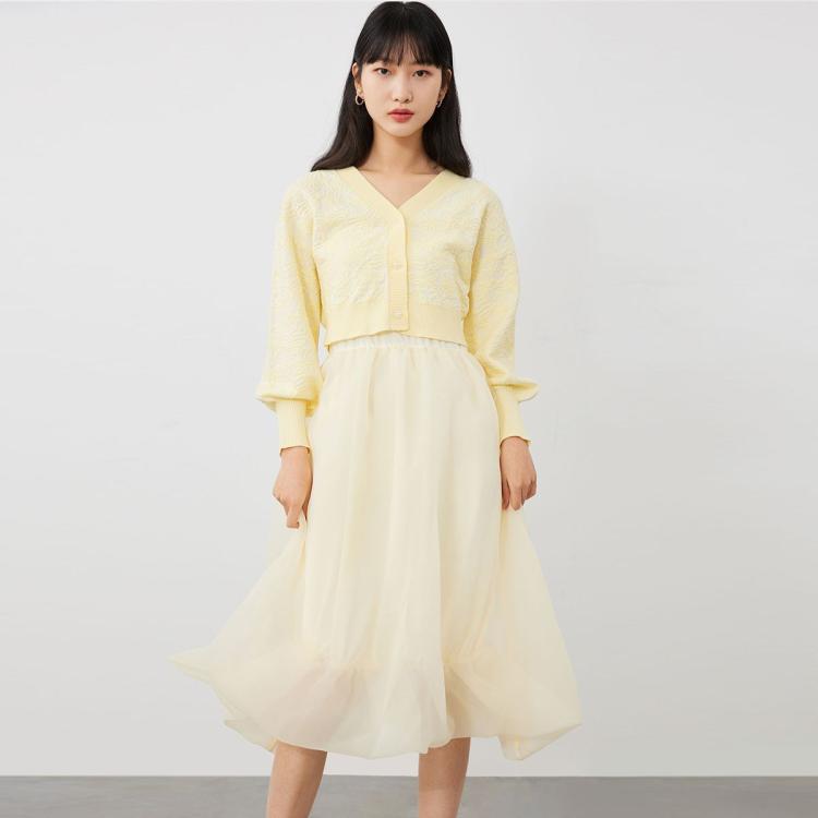 VERO MODA 秋连衣裙甜美纱裙针织衫两件套公主裙温柔高级减龄 232元