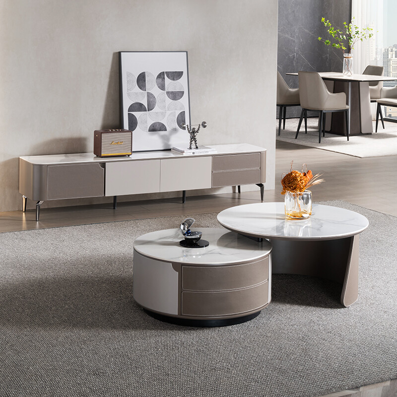 cheers芝华仕茶几组合客厅岩板圆桌意式简约可伸缩家具pt066茶几需用