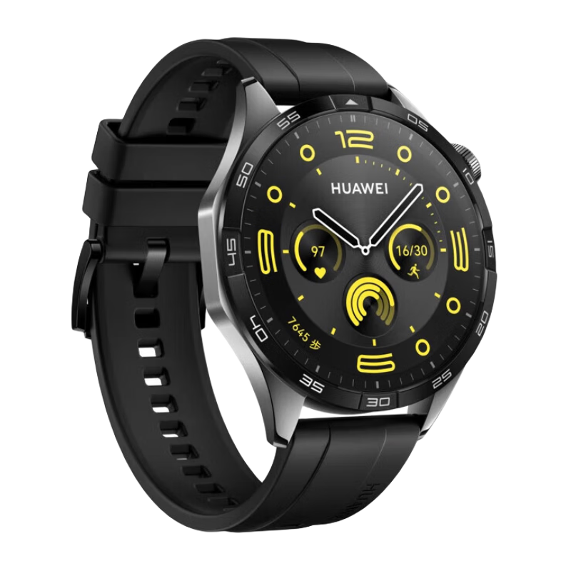再降价：HUAWEI 华为 WATCH GT4 智能手表 46mm 曜石黑 氟橡胶表带 1196元包邮